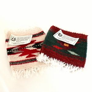 Two Sets of Woven Rug Coasters (Made in Mexico)
